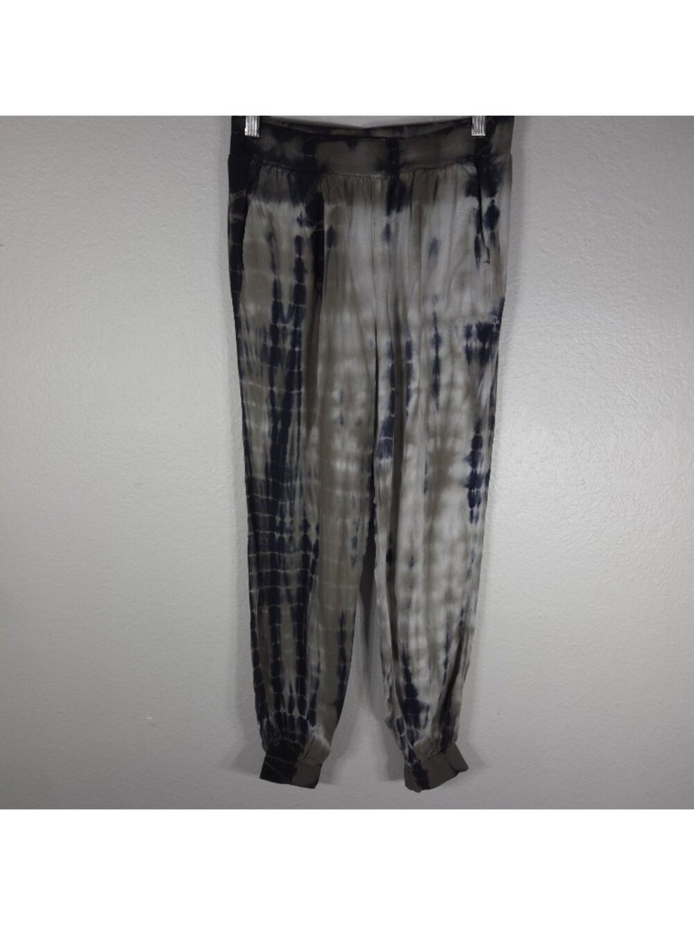 Rewash Rayon Tie-Dye Black Joggers Pants Size S Cuffed Pull-On Pockets